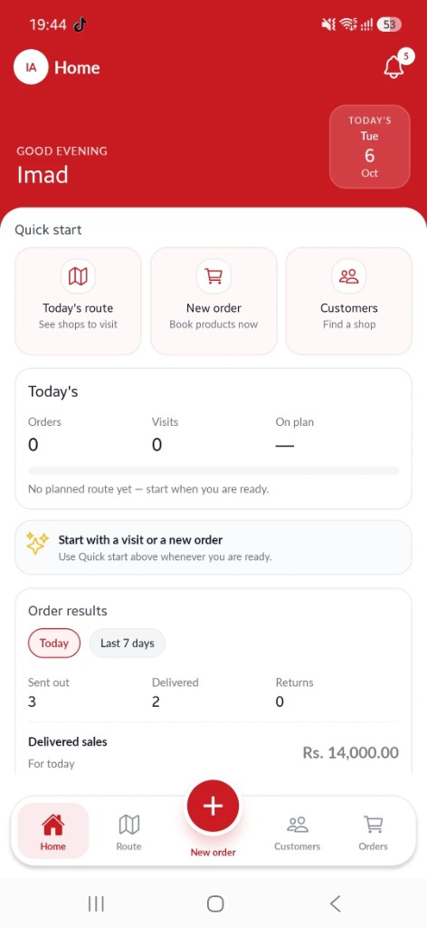Order Booker home
